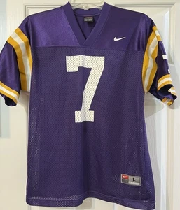 Nike LSU Tigers #7 Youth Large Jersey Purple Gold Football Shirt Boys L - Picture 1 of 6