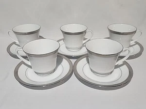 Noritake Fine China Queen's Platinum tazza da tè e piattino lotto di 5 pezzi di ricambio - Foto 1 di 7