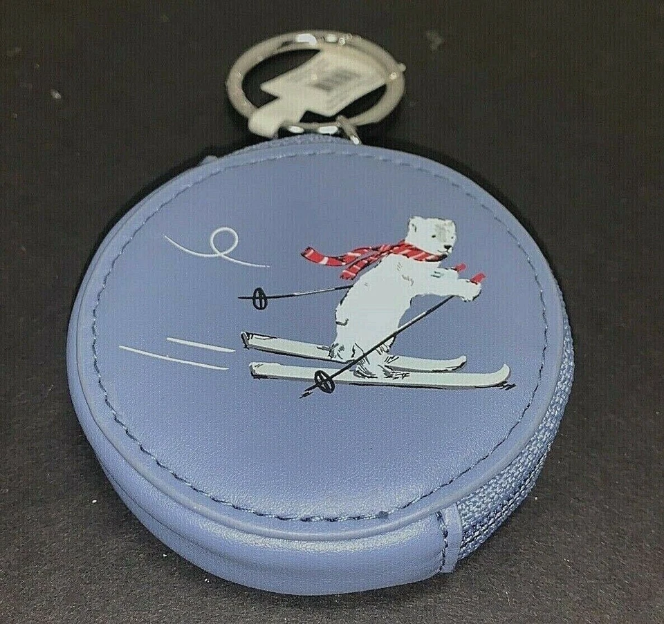 Vera Bradley Bag Charm/coin Purse Beary Merry Cool Blue Polar Bear