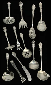 AUF VIELFACHEN ANSPRUCH 12 BESONDERE ANTIKE KLEINE SERVIERLEISTEN AUS STERLINGSILBER FÜR TISCH - Bild 1 von 2