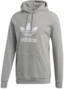 Adidas Originals Men's TREFOIL Hoodie Medium Grey Heather/White DT7963 e - Picture 1 of 3