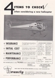 1960 Brantly B-2 Helicopter Aircraft ad 10/7/2022d - Picture 1 of 1