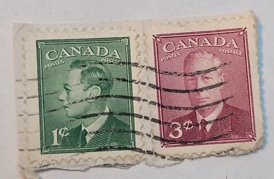 Canada Postage ~ King George ~ 1¢ & 3¢ Stamp Lot/2 ~ Posted/Used ~ c.1950 - Image 1 of 4