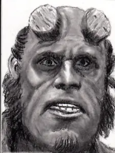 2019 RON PERLMAN AS HELLBOY 1/1 MASTERPIECE ART SKETCH CARD ARTIST SIGNED - Picture 1 of 3