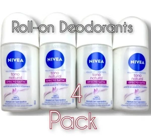 Nivea Aclarado Roll on antitranspirante Efecto Satin 4 Pack Desodorante - Picture 1 of 3