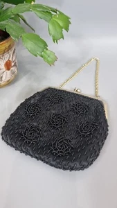 Vintage Style Beaded Clutch Hand Bag Evening Beaded Clasp Chain Handle - Picture 1 of 10