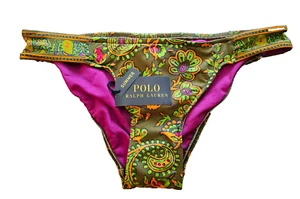 Parte inferior de bikini abstracta púrpura oliva verano Polo Ralph Lauren para mujer S - Imagen 1 de 8