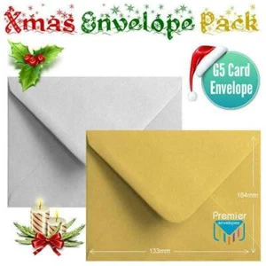 50 Shiny Gold Silver Xmas Card Envelopes Metallic Small Christmas Greeting Card - Picture 1 of 1