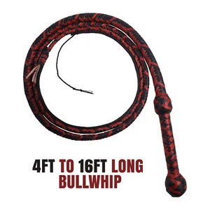 Kangaroo Hide Bullwhip 04 to 16 Feet Long 16 Plaits Heavy Indiana Jones Whip - Picture 1 of 4
