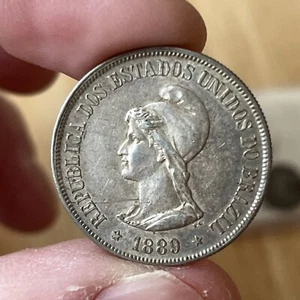 BRAZIL - 1889 - SILVER 500 REIS - AU - Picture 1 of 4