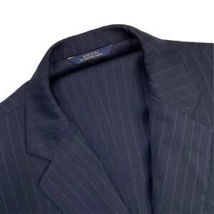 Mens 42 S Brooks Brothers 1818 Madison Navy Blue Pinstripe Wool Suit Made USA