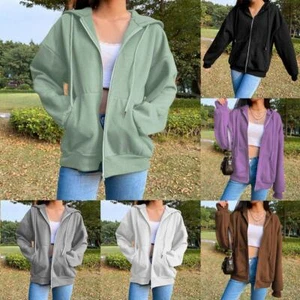 Sports Women Hoodie Sweatshirt Breathable Zip Up Jacket Casual Comfortable Coat - Picture 1 of 17