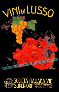 Vini Di Lusso 1926 Italian Wine Vintage Poster Print Retro Art Satyr and Grapes