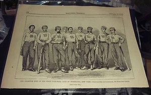 Rare Original 1867 Harpers Weekly Champion Nine Union Baseball Team Photo - Bild 1 von 4