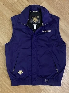 Vintage 80s DESCENTE Ski Vest Deep Purple Gold Lined L Vtg 22x29.75 Active - Picture 1 of 9