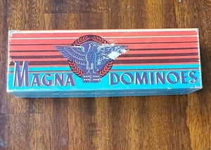 Vintage Magna Dominoes No.225 Double Six Set Original Box Milton Bradley - Picture 1 of 7