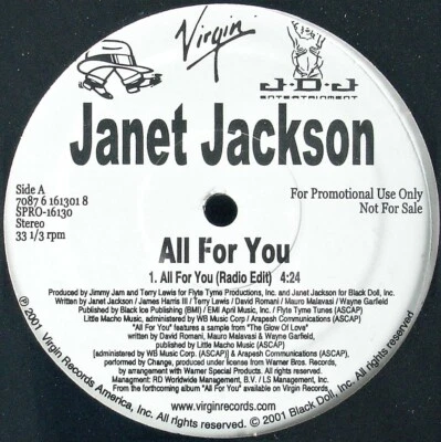 JANET JACKSON "ALL FOR YOU" 2001 VINYL 12" SINGLE PROMO SPRO-16130 R&B *SEALED* - Image 1 of 2