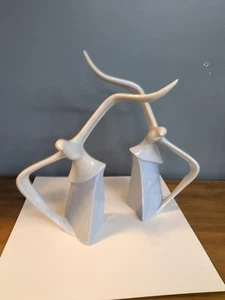 2 Vintage Keramik weiß/blau Möwe Vogel im Flug Skulptur Figur 70er Jahre MCM - Bild 1 von 19