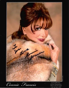 CONNIE FRANCIS HAND SIGNED 8x10 COLOR PHOTO+COA BEAUTIFUL SINGER TO JOE - Picture 1 of 1