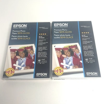 (2x Lot) Epson Premium Photo Paper Semi Gloss 4"x6" 40 Sheets Each Box - NEW - Image 1 of 3