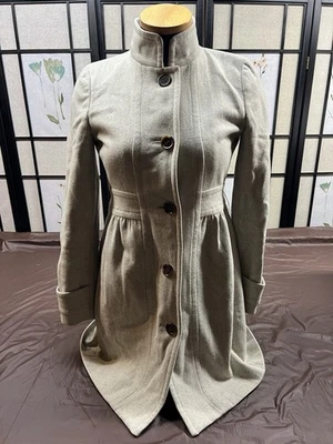 J. Casaco Crew Feminino Tamanho 4 Lã Dia da Senhora Trench Coat Ervilha 5 Botões LEIA - Imagem 1 de 4