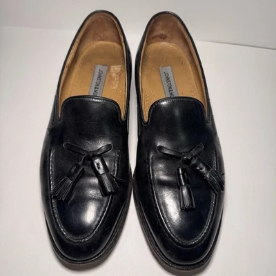 Johnston & Murphy Cellini Men’s Black Leather Tassel Loafers Italy Size 8.5 - Image 1 of 4