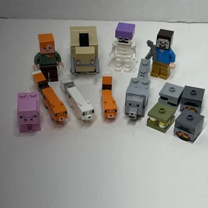 LEGO Minecraft Minifigures & Animal Lot: Steve Alex Fox Pig Baby Hoglin & Wolf - Picture 1 of 8