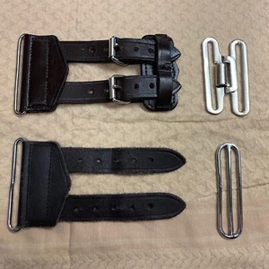 BRITISH ARMY SURPLUS STABLE BELT SPARES,CROSS OVER BUCKLE,LEATHER STRAPS, KEEPER - Picture 1 of 13