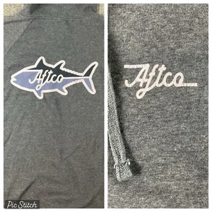 AFTCO Jacket Mens Large Grey Hooded Long Sleeve Full Zip Outdoor Fishing Casual - Picture 1 of 15