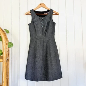 🌱 REVIEW Sz 6 Black & White Tweed Wool-blend Office Work Dress - Picture 1 of 7