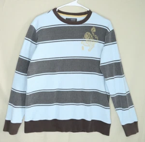 Vintage Vans Waffle Knit Sweater Mens Medium Blue Gray Color Block Tiger Logo - Picture 1 of 8
