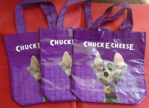 Chuck E Cheese Fun Logo Tote Bags Purple 9.75'' New Lot of 3 - Picture 1 of 13
