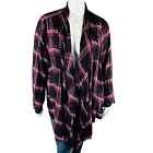 Lane Bryant Womans Sz 22 24 Open Front Topper Long Sleeve Plaid Maroon