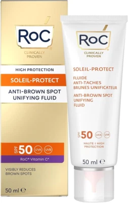 RoC Soleil-Protect SPF50 Unifying Fluid Anti-Brown Spots UVA/UVB Protection 50ml - Image 1 of 4