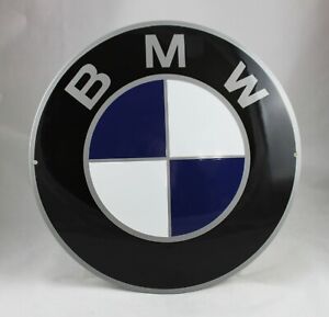 XL BMW Emailschild Emaille Logo Schild Reklame Werbung enamel sign Ø 50 cm 