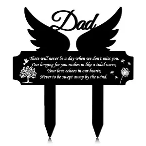 Memorial Stakes for Dad Cemetery Grave Decoration Grave Markers Stake Metal W... - Picture 1 of 7