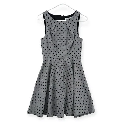 NWT Elle Dress Womens Size 4 Fit And Flare Plaid Polka Dot Sleeveless Short - Image 1 of 4