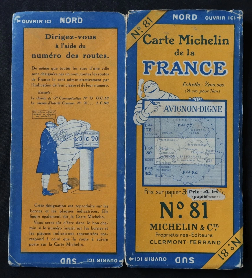Mapa 1926 MICHELIN 81 AVIGNON DIGNO Guía Bibendum neumático mapa - Imagen 1 de 1