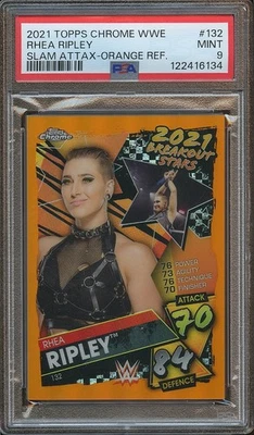 Rhea Ripley 2021 Topps Chrome Attax Orange Refractor WWE Wrestling 15/25 PSA 9 - Image 1 of 2