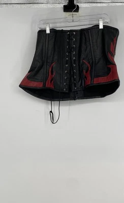 Alter Ego Womens Black Red Leather Flames Underbust Corset No Size - Image 1 of 4