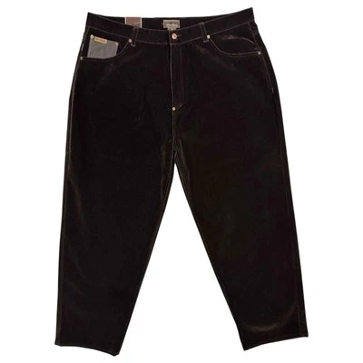 NUEVO DE COLECCIÓN Y2K Knockout Marrón Terciopelo Jeans Talla 42 Dorado Suelto Cónico Años 90 Ropa de Calle Foto 1 de 4