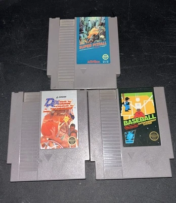 Vintage 3 Jogos NES, Drible Duplo, Beisebol, Pacote de Jogos Super Pitfall - Imagem 1 de 4