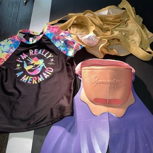 Mermaid Boxlot , Tail , Golden Swimsuit, Swim shirt - Picture 1 of 16
