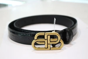 Balenciaga BB Super Thin Belt - Black - Woman - 80 - Calfskin - Picture 1 of 6