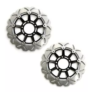 Rezo Wavy Front Brake Rotor Discs Pair for Triumph Tiger 1050 Sport 13-21 - Picture 1 of 7