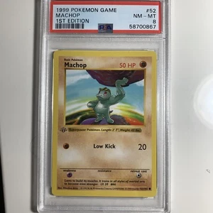 Pokemon PSA 8 1999 Machop 1st Edition Base Set Karte 52/102 Grey Stamp Shadowless - Bild 1 von 3