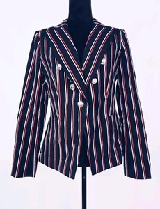 Tommy Hilfiger Striped Double Breasted Blazer Size 6 - Picture 1 of 7