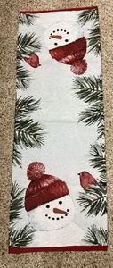 St. Nicholas Square Tapestry Snowman/cardinal bird Table Runner Christmas 12x36 - Imagen 1 de 3