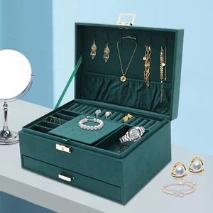 3 Layers Jewelry Box Organizer Large Capacity Ring Earring Necklace Storage Gift - Picture 1 of 24