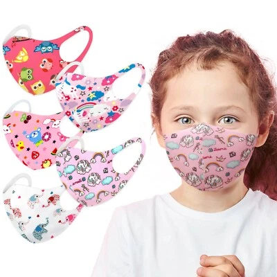 5 Pack Kid Girls Cute Animals & Unicorn Mixed Pattern Washable Face Masks - Image 1 of 3